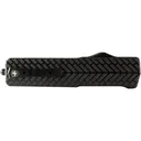 Templar Knife Premium LW Small OTF Knife, 3\" D2 Drop Point Blade, 4.5\" Black Herringbone Aluminum Handle. - Templar Knife
