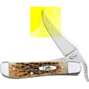 Case 0260 6 RussLock 2.70\" Folding RussLock Clip Plain Mirror Polished Tru-Sharp SS Blade/Peach Seed Jigged Amber Bone Handle - Case