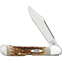 Case 00133 CopperLock Mini 2.72\" Folding Clip Point Plain Mirror Polished Tru-Sharp SS Blade/Peach Seed Jigged Amber Bone Handle - Case Knives