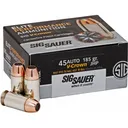 Sig Sauer E45AP050 Elite V-Crown 45 ACP 185 gr Jacketed Hollow Point (JHP) - 50rd Box - Sig Sauer