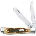 Case 00013 Amber Bone Peach Seed JIG Mini Trapper - Case Knives