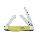 Case 00035 Stockman Med Folder Chrome Vanadium Clip/Spey/Sheepfoot Yellow Hndl - Case Knives