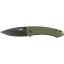 CRKT 2520 Tuna 3.22\" Folding Plain Stonewashed 8Cr14MoV SS Blade Black/Green G10/SS Handle Includes Pocket Clip - Columbia River Knife
