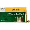 Sellier & Bellot SB308B Rifle Training 308 Winchester/7.62 NATO 180 GR FMJ - 20rd Box - Sellier and Bellot