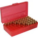 MTM Case-Gard P503829 Case-Gard P-50 Multi-Caliber Handgun Clear Red Polypropylene 50rd - Mtm Products