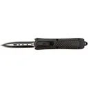 Steel River Knives Spartan Mini OTF Dagger 2.70\" 440C SS Blade Black/Silver, Black/Carbon Fiber Inlay Handle - Steel River Knives