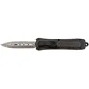 Steel River Knives MA163BDD Spartan Mini 2.70\" OTF Dagger Plain Damascus 440C SS Blade/ Black w/Carbon Fiber Inlay Aluminum Zinc Alloy Handle - Steel River Knives