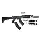 Pioneer Arms GROM Series Semi-Auto 7.62x39 AK-47 Style Rifle W/Quad Rail Handguard, Telescopic Stock & Faux Suppressor, 2- 30 Rd Mags, POL-AK-GROM-C-TS-R - Pioneer Arms