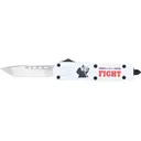 CobraTec FS-3 Trump Fight 2024 OTF Knife, 3\" D2 Tanto Blade, White Cerakoted Aluminum Handle - Cobratec Knives