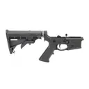 Plum Crazy AR-15 Complete Aluminum Lower Receiver, Collapsible Stock, A2 Pistol Grip, Ready to Drop in and Push Pin. - Black - ETAGLOW201PCMA - Plum Crazy