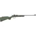 Keystone Sporting Arms Crickett KSA2442 Rifle, 22 LR, 16.1\" Barrel, 1 Rd, Bolt Action, Stainless, Green/Black Web, Drilled & Tapped. - Crickett