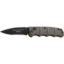 Boker 01KALS96 Kalashnikov 2.52\" Drop Point Plain/Serrated Black D2 Steel Blade Gray Aluminum Handle - Boker