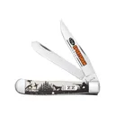 Case 81224 Trapper Sportsman Folding Clip Point/Spey Plain Mirror Polished Tru-Sharp SS Blade/Bird Dog Hunter Embellished Natural Bone Handle - Case Knives