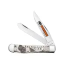 Case 81221 Trapper Sportsman Folding Clip Point/Spey Plain Mirror Polished Tru-Sharp SS Blade/Turkey Embellished Natural Bone Handle - Case Knives