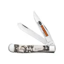 Case 81222 Trapper Sportsman Folding Clip Point/Spey Plain Mirror Polished Tru-Sharp SS Blade/Elk Embellished Natural Bone Handle - Case Knives