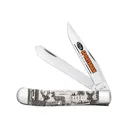 Case 81220 Trapper Sportsman Folding Clip Point/Spey Plain Mirror Polished Tru-Sharp SS Blade/Deer Embellished Natural Bone Handle - Case Knives