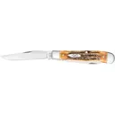 Case 6.5 BoneStag Trapper Folding Knife, Tru-Sharp Stainless Clip/Spey Blades, 4.13\" Closed Length. - Case Knives