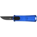 CobraTec Knives CALI952BLUDNS California 952 *CA Compliant 1.75\" OTF Drop Point Plain Black Stonewashed D2 Steel Blade, 3\" Blue Anodized Aluminum Handle - Cobratec Knives