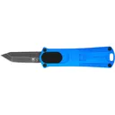 CobraTec Knives CALI952BLUTNS California 952 *CA Compliant 1.75\" OTF Tanto Plain Black Stonewashed D2 Steel Blade, 3\" Blue Anodized Aluminum Handle - Cobratec Knives
