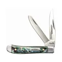 Imperial Knives Small Trapper Pocket Knife 2.2" Clip/Spey Point 3Cr13 Polished Blade Polyoxymethylene (POM) Handle Abalone Swirl - Imperial Knives