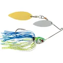 BOOYAH Covert Finesse Double Willow Spinnerbait 1/2oz White Chartreuse Blue Gold/Nickel - Booyah