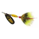 Mepps Aglia Black Fury Dressed Inline Spinner 1/3oz Gray & Yellow Tail Yellow Dot Blade - Mepps