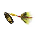 Mepps Aglia Black Fury Dressed Inline Spinner 1/2oz Gray & Yellow Tail Yellow Dot Blade - Mepps