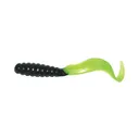 Mister Twister Meeny Curly Tail 3" Grub Black/Chartreuse Pearl Tail 20PK - Mister Twister