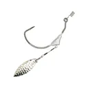 Eagle Claw Trokar Swim Blade #3 Hammered Nickel Willow 1/4 oz Weighted Swimbait Hook #7/0 Platinum Black 2PK - Eagle Claw