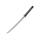 Cold Steel Wakizashi Long Handle Sword 21" Clip Point 1060 Carbon Satin Blade Ray Skin Handle Black - Cold Steel