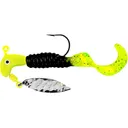 Road Runner Curly Tails Pro Series Underspin Jig Chartruese/Black/Chartruese Sparkle 1/4 oz - Road Runner