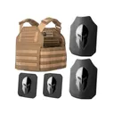 Spartan Armor Spartan Shooter's Cut Plate Carrier with AR500 Body Armor Ballistic Plate III Single Curve Base Coat with Side Plates Coyote Brown - Spartan Armor Systems