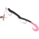 Creme Pre-Rigged Curl Worm Black/Fire Tail - Creme