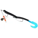 Creme Pre-Rigged Curl Worm Black/Blue Tail - Creme