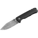 Boker Knives Tiger Damast Pocket Knife 3.35" Clip Point Damascus Stonewashed Blade Micarta Handle Black - Boker