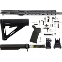AR-STONER AR-15 Enhanced Build Kit with Upper Receiver Assembly 5.56x45mm NATO 16" Barrel Mid Length 15" M-LOK Handguard, Complete Lower Parts Kit with Magpul MOE Furniture and Sight Set Black - AR-STONER
