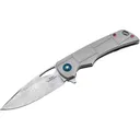 Boker Knives P-51 Damast Pocket Knife 3.35" Drop Point Damascus Blade Titanium Handle Gray - Boker