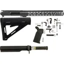 AR-STONER AR-15 Enhanced Build Kit with Sporter Billet Upper Receiver Stripped 15" M-LOK Handguard, Complete Lower Parts Kit with Magpul MOE Furniture Black - Ar-Stoner