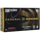 Federal Premium Gold Medal 6mm Creedmoor Ammo 109 Grain Berger Hybrid Target Jacketed Hollow Point Case of 200 (10 Boxes of 20) - Federal Premium
