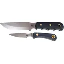 Knives of Alaska Bush Camp/Cub Bear Combo Fixed Blade Knife Set Rubber Handles Black with Bush Camp Knife, Cub Bear Caping Knife and Leather Sheath - Knives Of Alaska