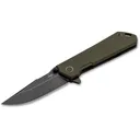 Boker Knives Kihon Assisted Opening Pocket Knife 3.35" Clip Point D2 Tool Steel Stonewashed Black Oxide Blade G-10 Handle Green - Boker