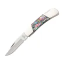 Bear & Son AB26 Folding Knife 2.25" Clip Point Carbon Satin Blade Abalone Handle Abalone Swirl - Bear & Son
