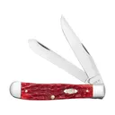 Case Trapper Pocket Knife 3.27" Clip and Spey Point Carbon Steel Mirror Polished Blade Jigged Bone Handle Dark Red - Case