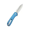 CIVIVI Button Lock Elementum II Pocket Knife 2.96" Drop Point Nitro-V Satin Blade Aluminum Handle Blue - CIVIVI Knives