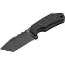 Boker Knives Little Dvalin Fixed Blade Knife 3.15" Tanto Point D2 Black Titanium Blade G-10 Handle Black - Boker