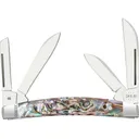 Case Small Congress Pocket Knife 1.86" Spear, Sheepsfoot, Pen and Coping Tru-Sharp Mirror Polished Blade Abalone Handle Abalone Swirl - Case Knives