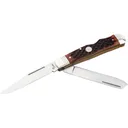 Boker Knives Traditional Series 2.0 Double Lock Trapper Pocket Knife 3.23" Drop Point, Sheepsfoot D2 Satin Blade Jigged Bone Handle Brown - Boker