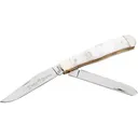 Boker Knives Traditional Series 2.0 Trapper Pocket Knife 3.84" Drop Point, Sheepsfoot D2 Satin Blade Pearl Handle White - Boker