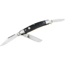 Boker Knives Traditional Series 2.0 Medium Stockman Pocket Knife 2.25" Clip Point, Pen, Wharncliffe D2 Satin Blade Jigged Bone Handle Black - Boker Knives
