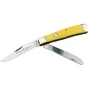 Boker Knives Traditional Series 2.0 Trapper Pocket Knife 3.25" Clip and Spey Point D2 Satin Blade Delrin Handle Yellow - Boker